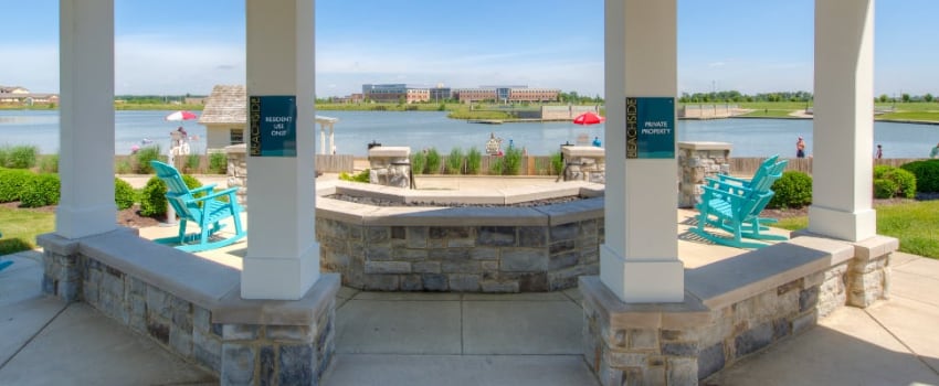 Patio area at Noblesville apartment